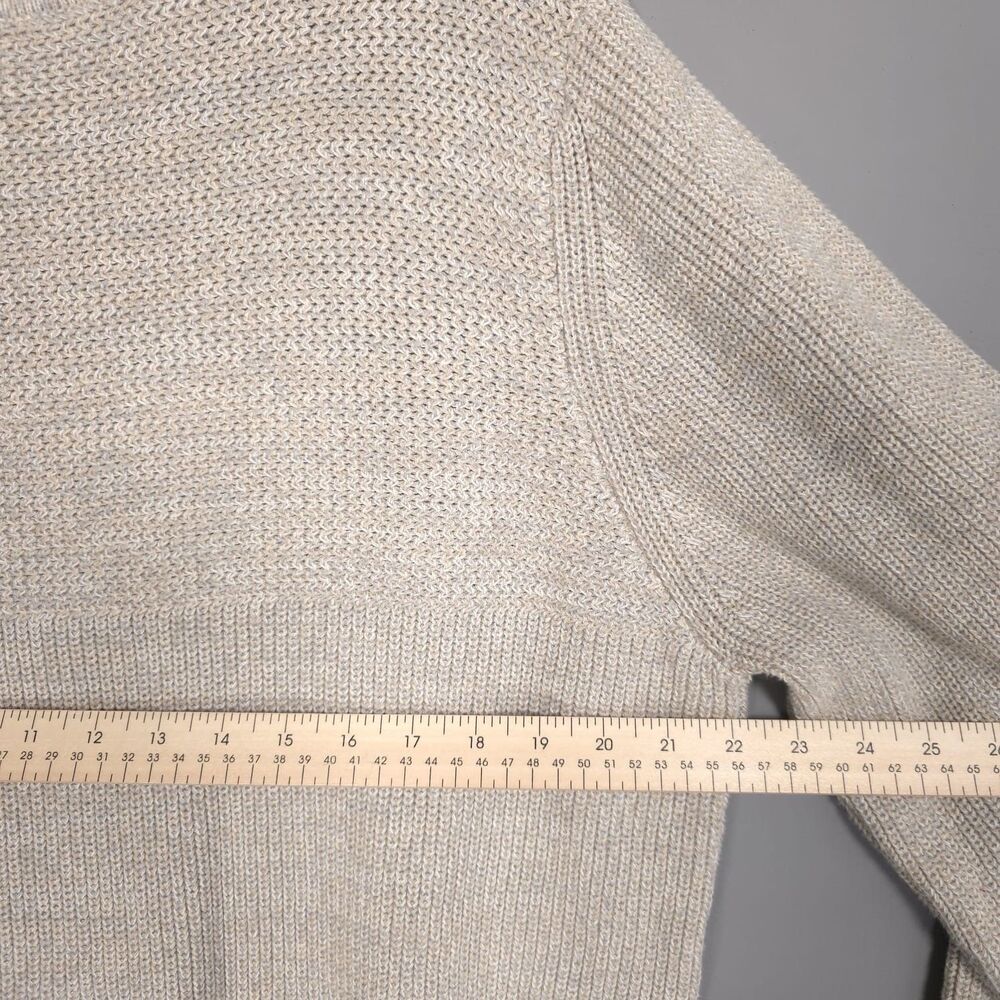 J. Peterman Men’s Beige Marled Knit 100% Cotton Sweater LARGE Crewneck Fisherman - Picture 3 of 9